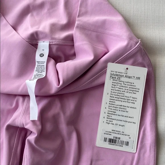 NWT lululemon x Barry’s Align HR pant 25” size 10 | vitapink | pink double lined - Picture 3 of 11